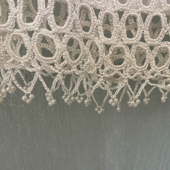 VINTAGE Vera Crutina White Sleeveless  knitted beaded Top, Size M, - Picture 5 of 8